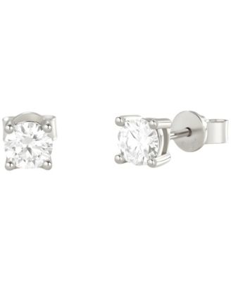 Cubic Zirconia Solitaire Stud Earrings in Sterling Silver or 18k Gold Over Sterling Silver