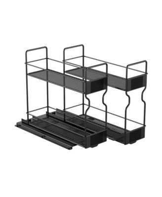Pull Out Spice Rack Organizer for Cabinet,with Labels,7.7" W x10.75 D x10 H, 2 Drawers 2-Tier