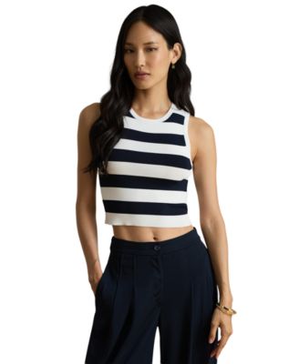 Women's Striped Cropped Sweater Tank Top