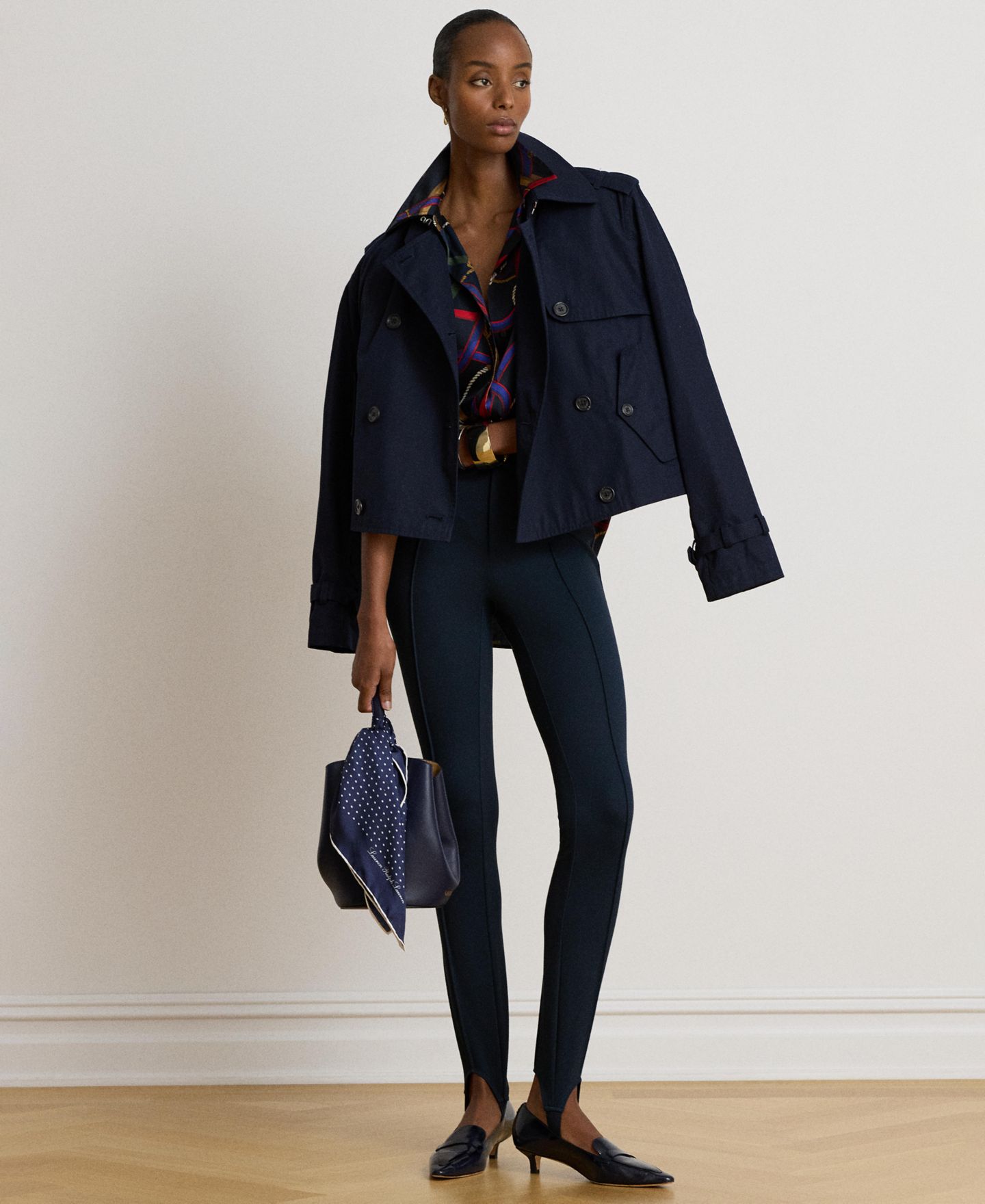 Женская рубашка Lauren Ralph Lauren Relaxed Fit Belting-Print Twill, цвет: Тёмно-синий разноцветный — фото 3