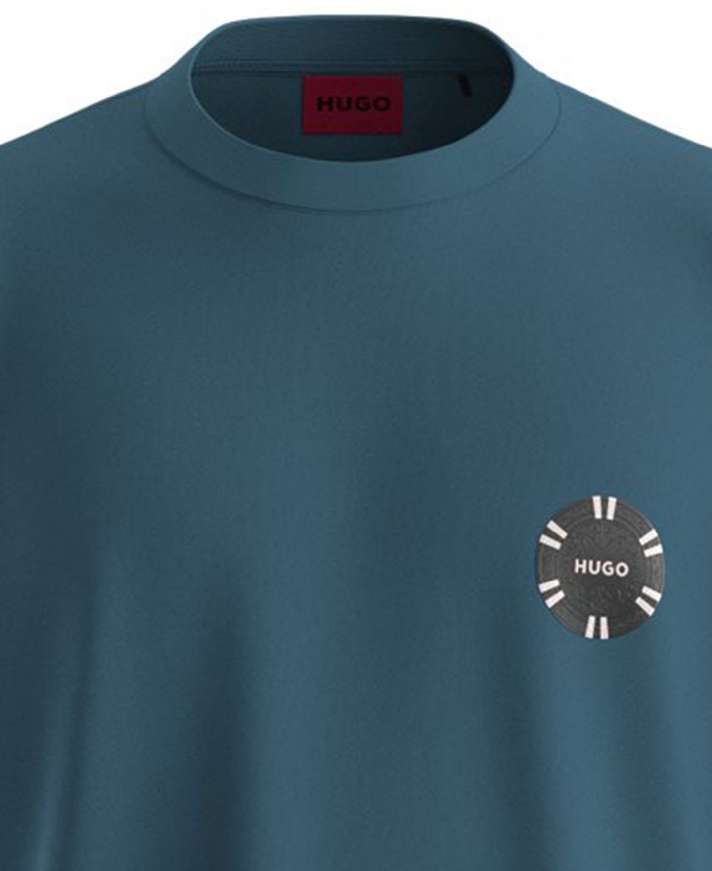 Мужская футболка Hugo Boss Datril Regular-Fit Crewneck Logo, цвет: Бирюзовый / Аквамариновый — фото 2