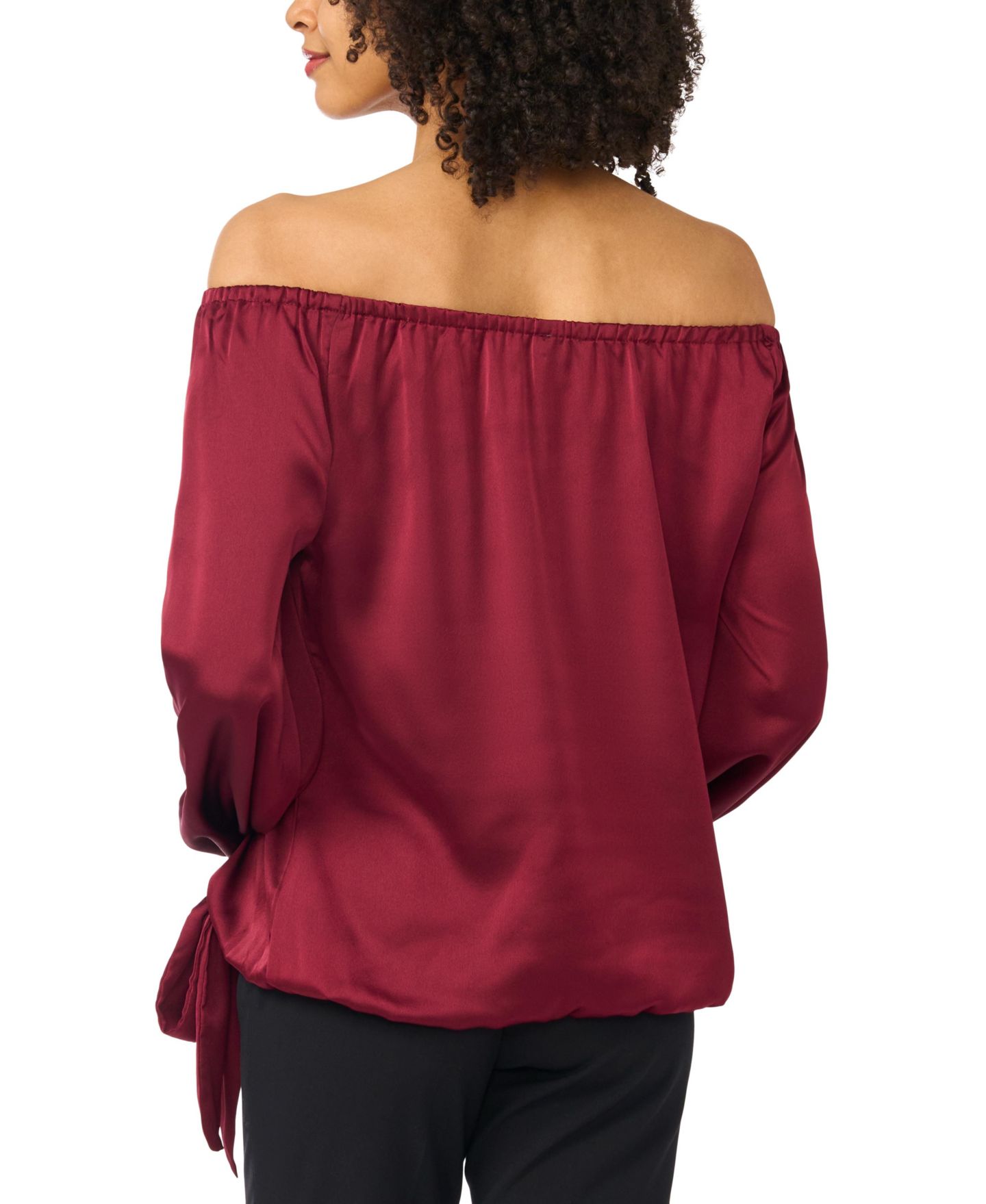 Женская блузка Vince Camuto Off-the-Shoulder Long-Sleeve Satin, цвет: Мерло — фото 4