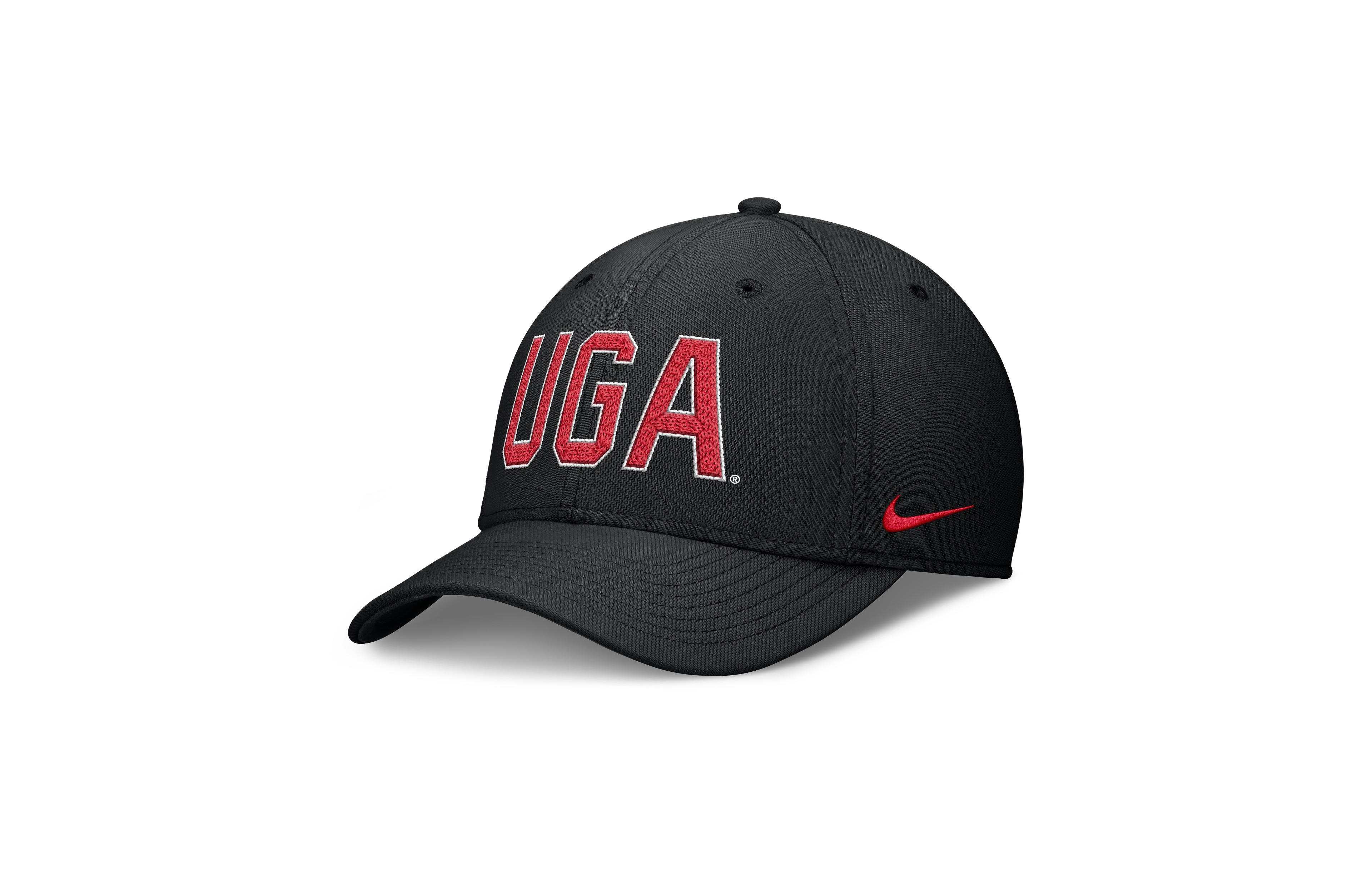 Nike Men's Black Georgia Bulldogs Letter Rise Swoosh Flex Dri-fit Hat