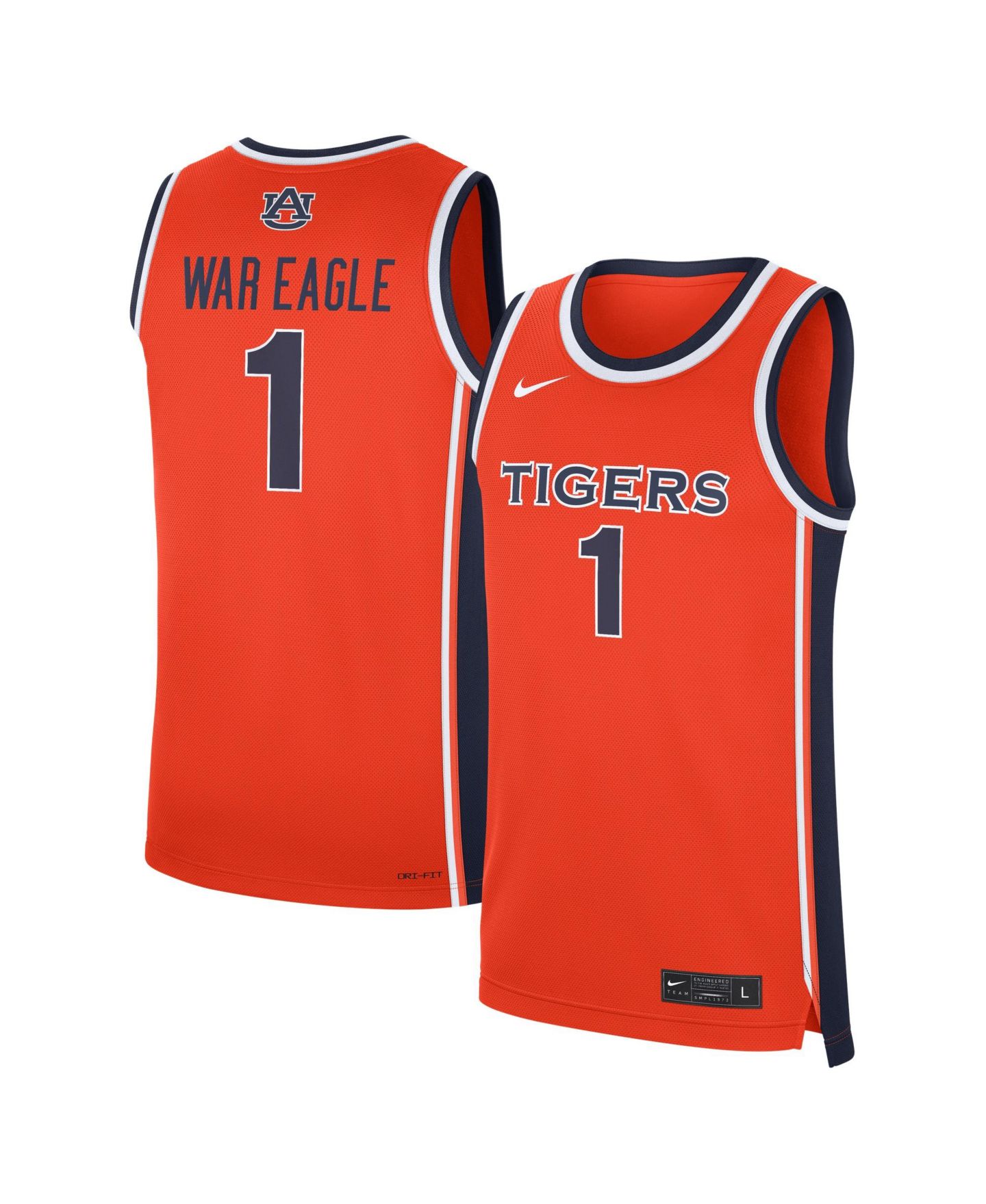 Мужской топ Nike Orange Auburn Tigers 1 Alternate War Eagle Replica Basketball Jersey — фото 1