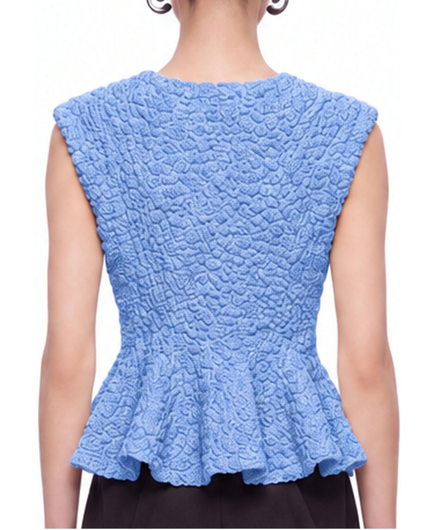 Женский топ NOCTURNE Sleeveless Crewneck Peplum, цвет: Синий — фото 2