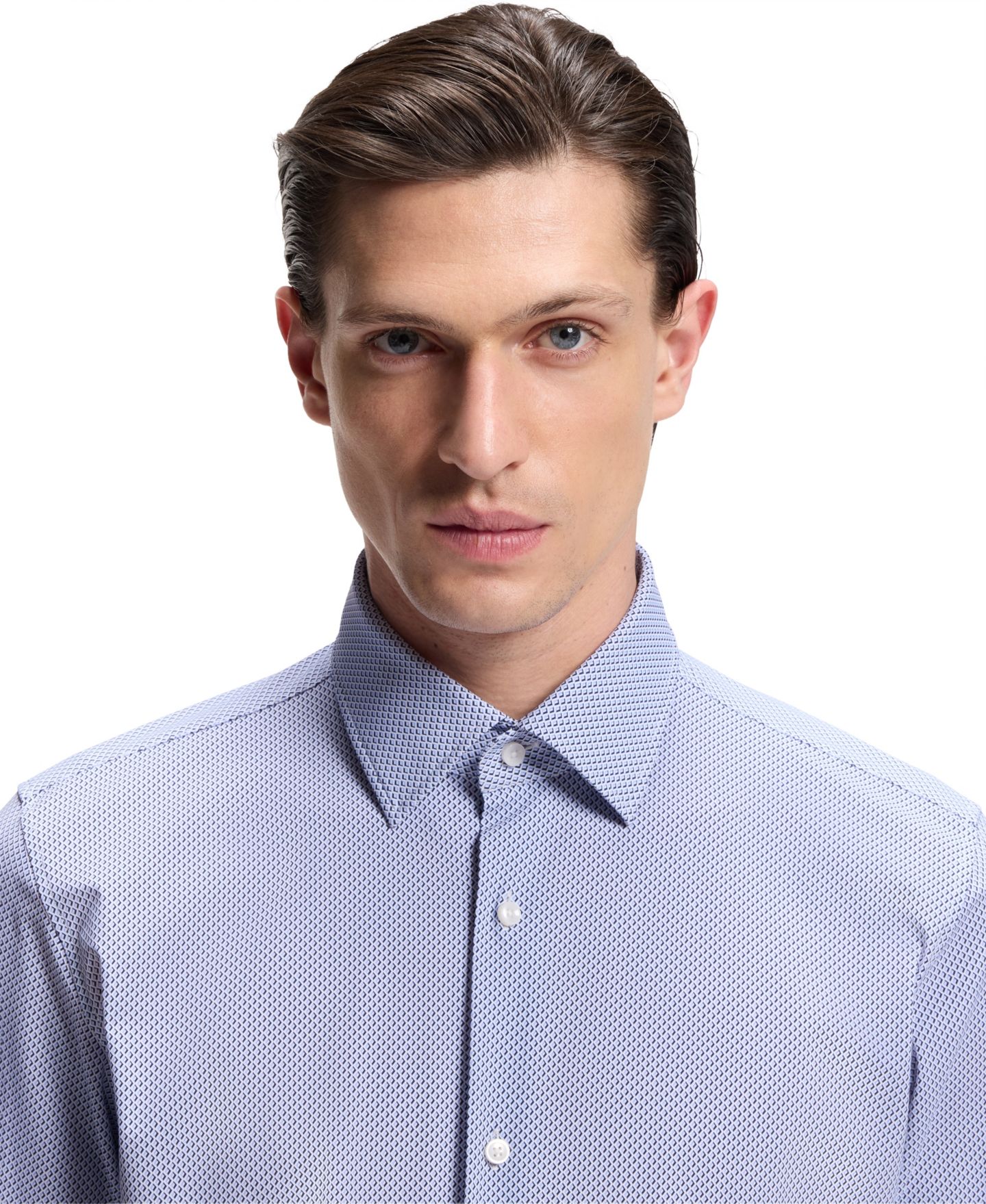 Мужская рубашка Hugo Boss Printed Performance-Stretch Fabric Slim-Fit Dress Shirt, цвет: Синий — фото 5