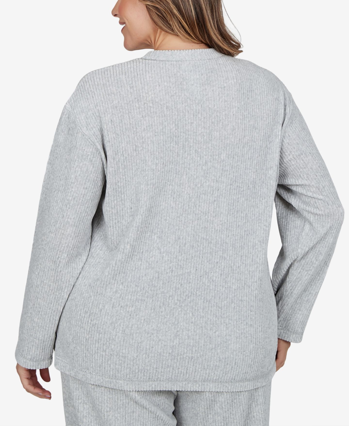 Женский свитер Alfred Dunner Plus Size Long-Sleeve Crewneck Ribbed, цвет: Granite — фото 5