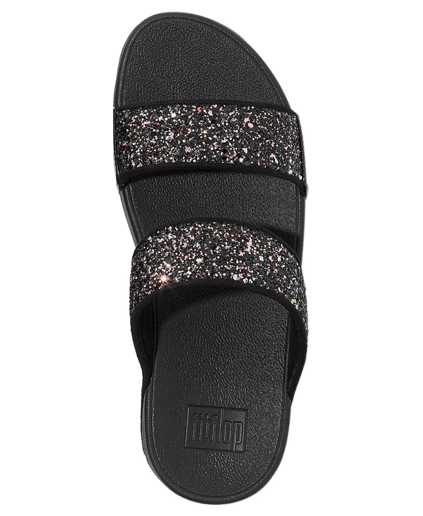 Женские сандалии FitFlop Lulu Multi-Tonal Glitter Wedge, цвет: Чёрный разноцветный — фото 7