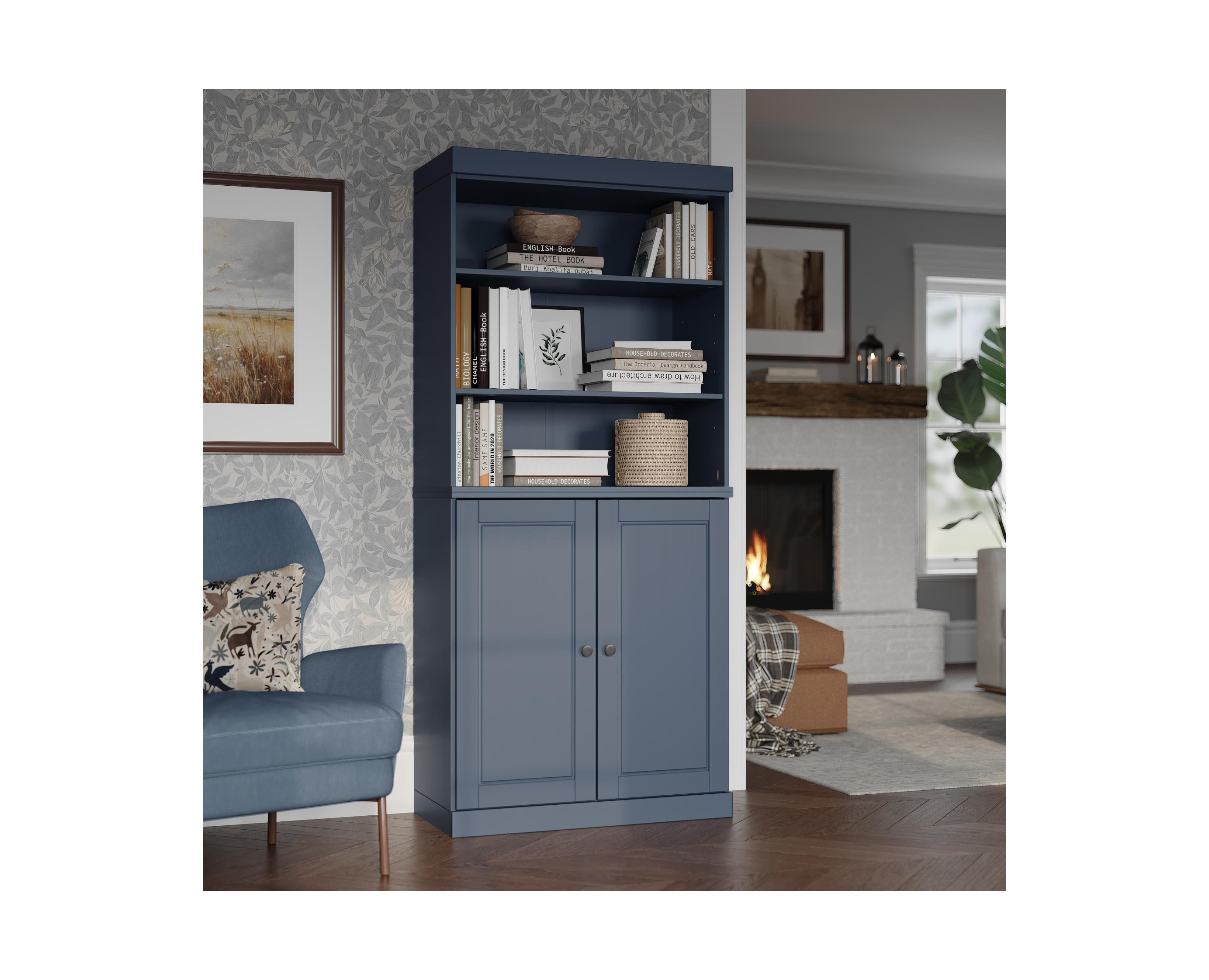 Palace Imports 71.5 Inch 6-Shelf Solid Brazilian Pine Adjustable Modular Bookcase with Raised Panel Doors