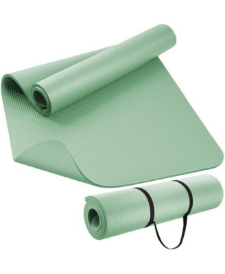 Extra Thick Nbr Yoga Mat Non Slip Comfortable Cushioning With Carry Strap