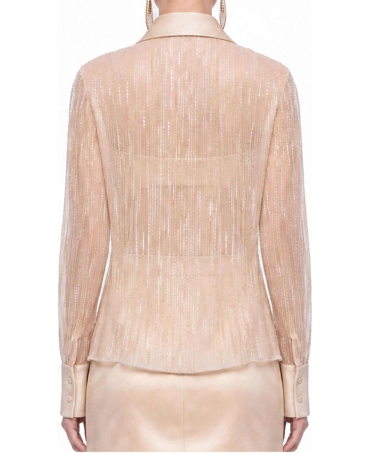 Женская рубашка NOCTURNE Long-Sleeve Metallic Point-Collar, цвет: Золотой — фото 5