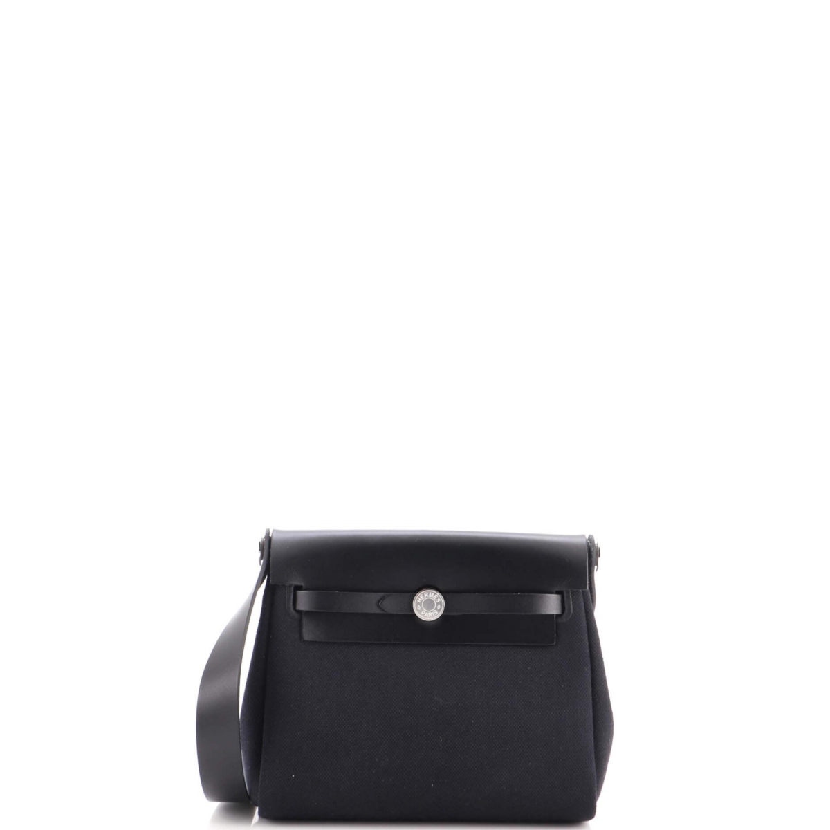 Pre-Owned Hermes 20 Herbag Zip Toile and Leather - Black