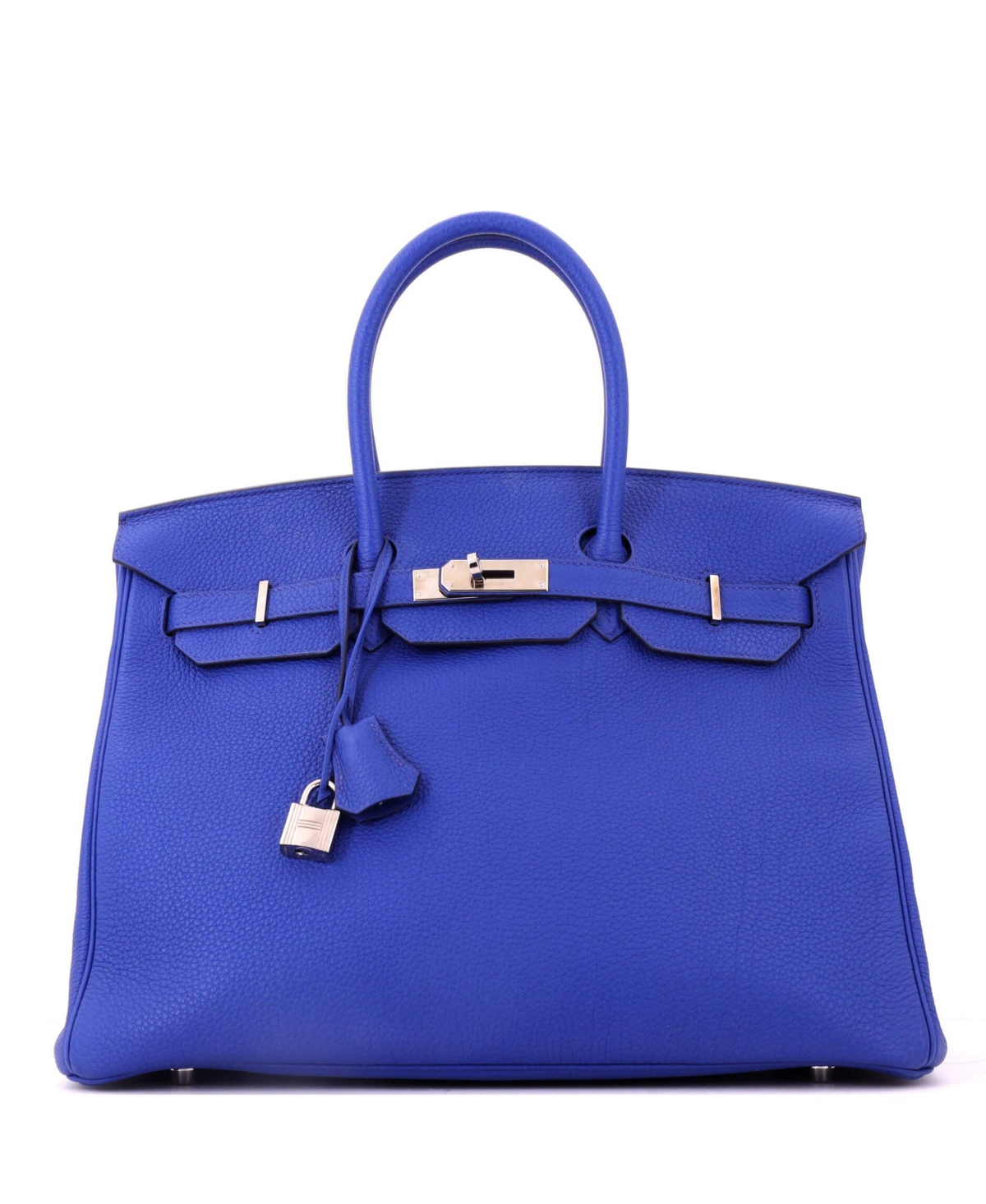 Pre-Owned Hermes Birkin 35 Handbag Blue Togo with Palladium Hardware - Blue