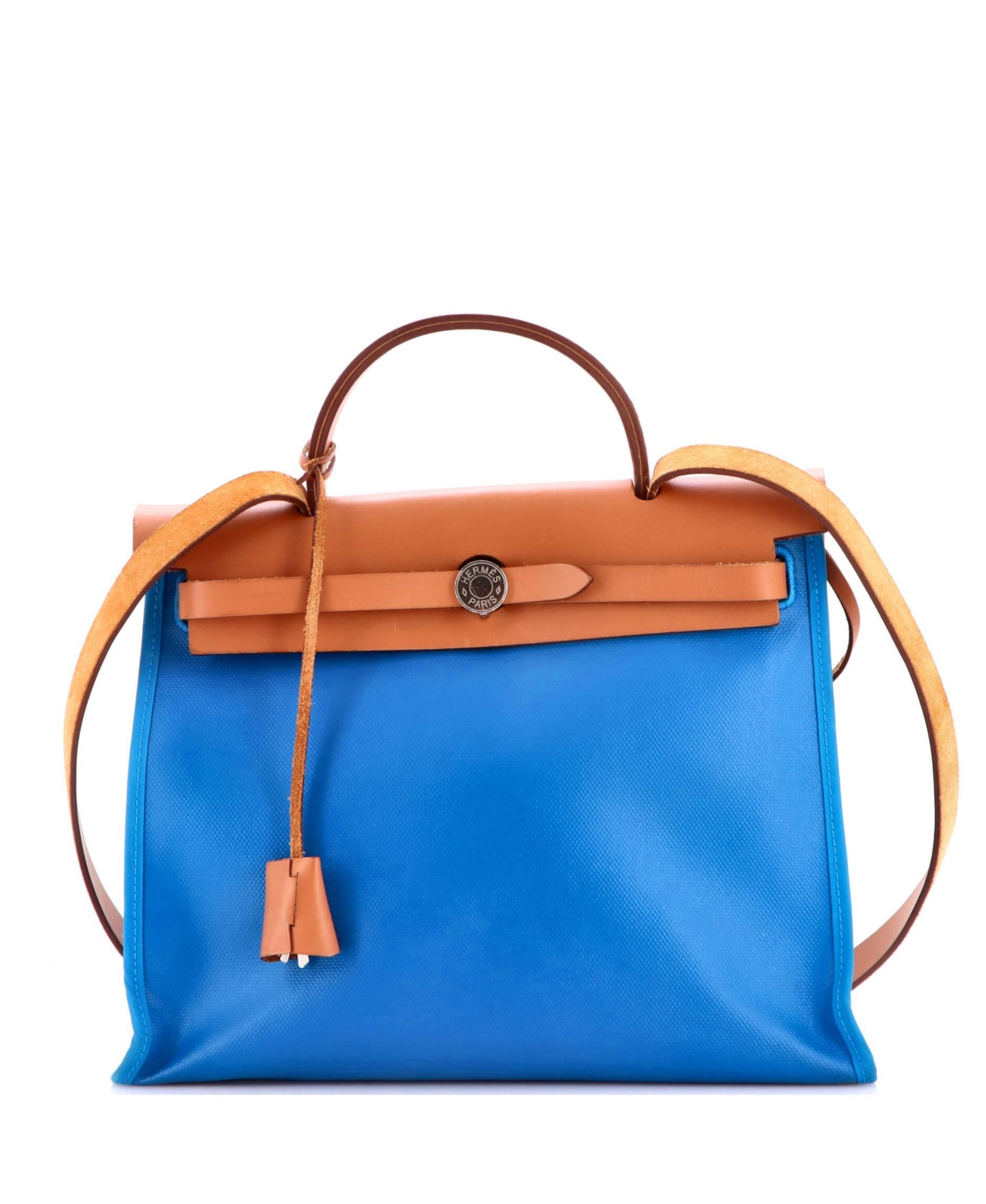 Pre-Owned Hermes 31 Herbag Zip Berline Vache Canvas and Leather - Blue