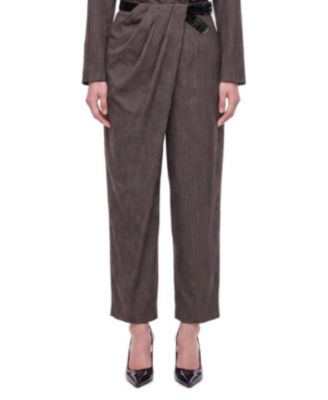 Women's Draped Wrap Front Wide-Leg Trousers