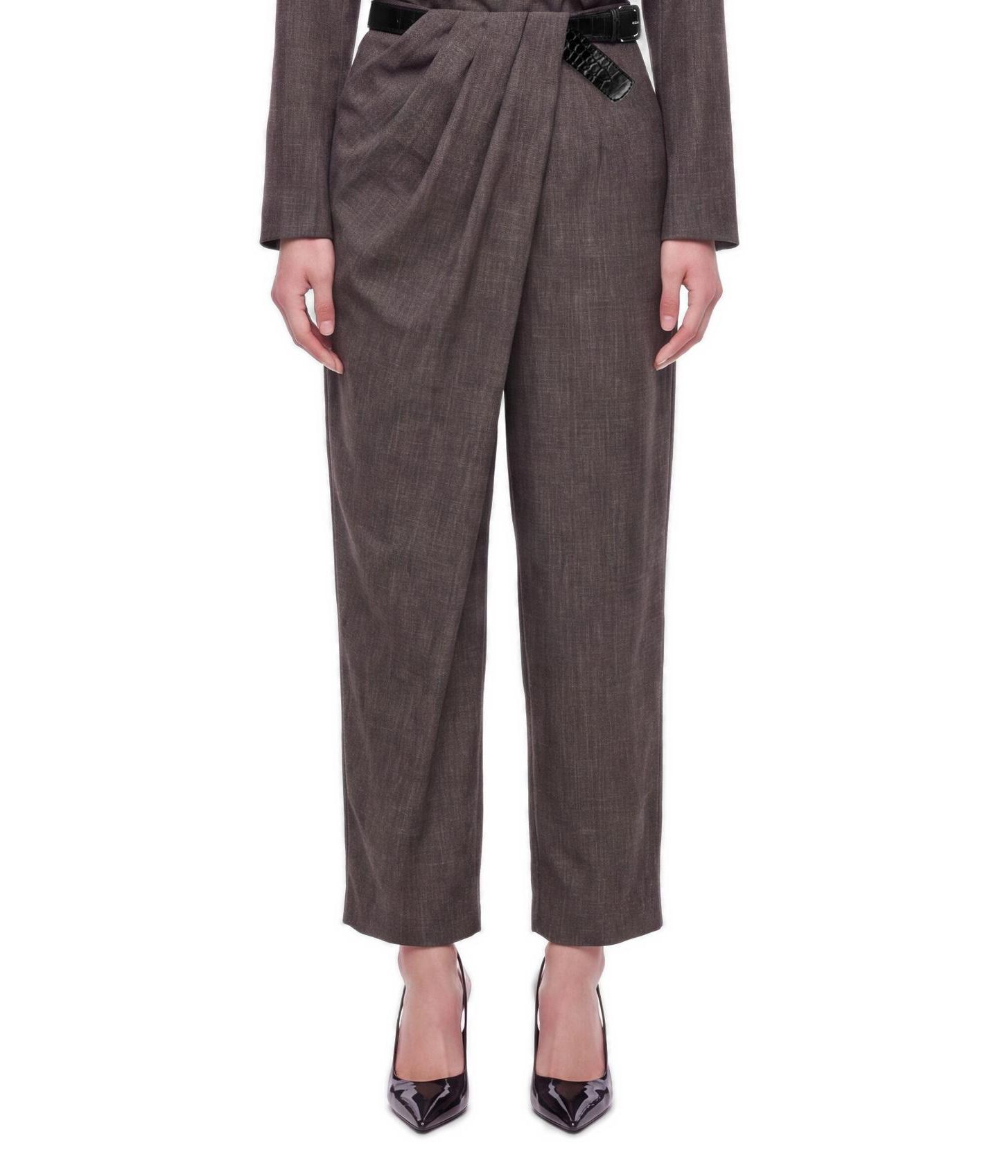 Женские брюки NOCTURNE Draped Wrap Front Wide-Leg, цвет: Коричневый — фото 1