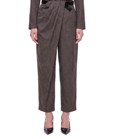 Женские брюки NOCTURNE Draped Wrap Front Wide-Leg, цвет: Коричневый