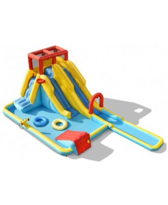 Inflatable Dual-Slide Water Park Bouncer with Climbing Wall, Ages 3-10
