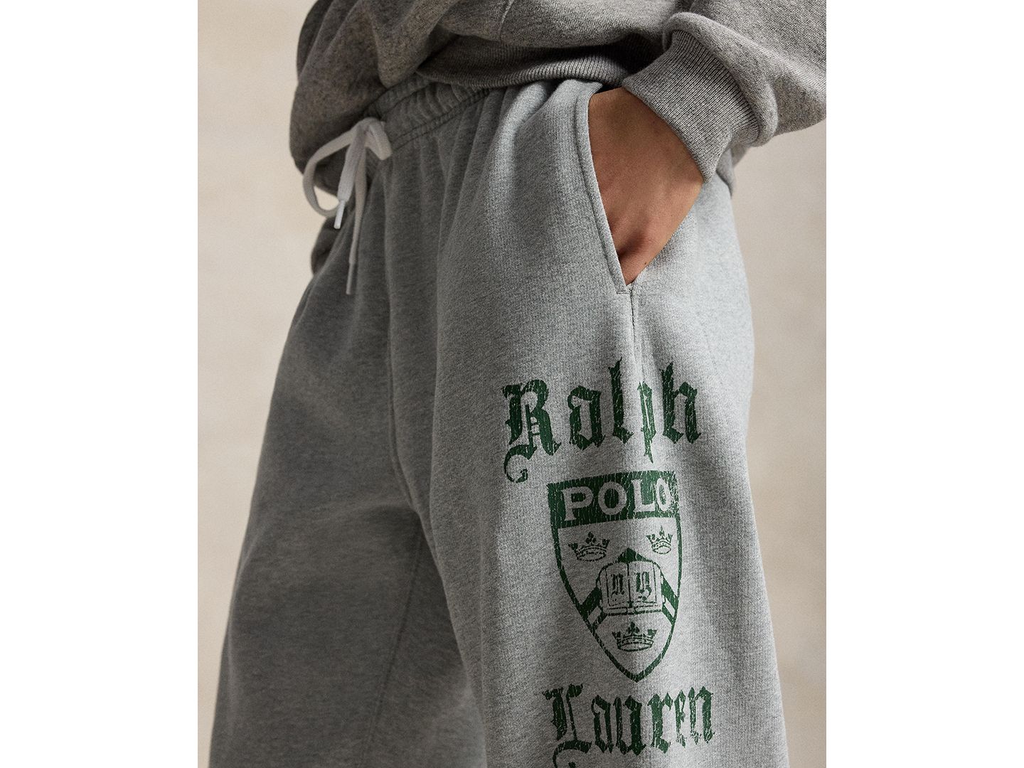 Женские брюки Polo Ralph Lauren Crest Lightweight Fleece Sweatpants, цвет: Серый меланжевый — фото 3