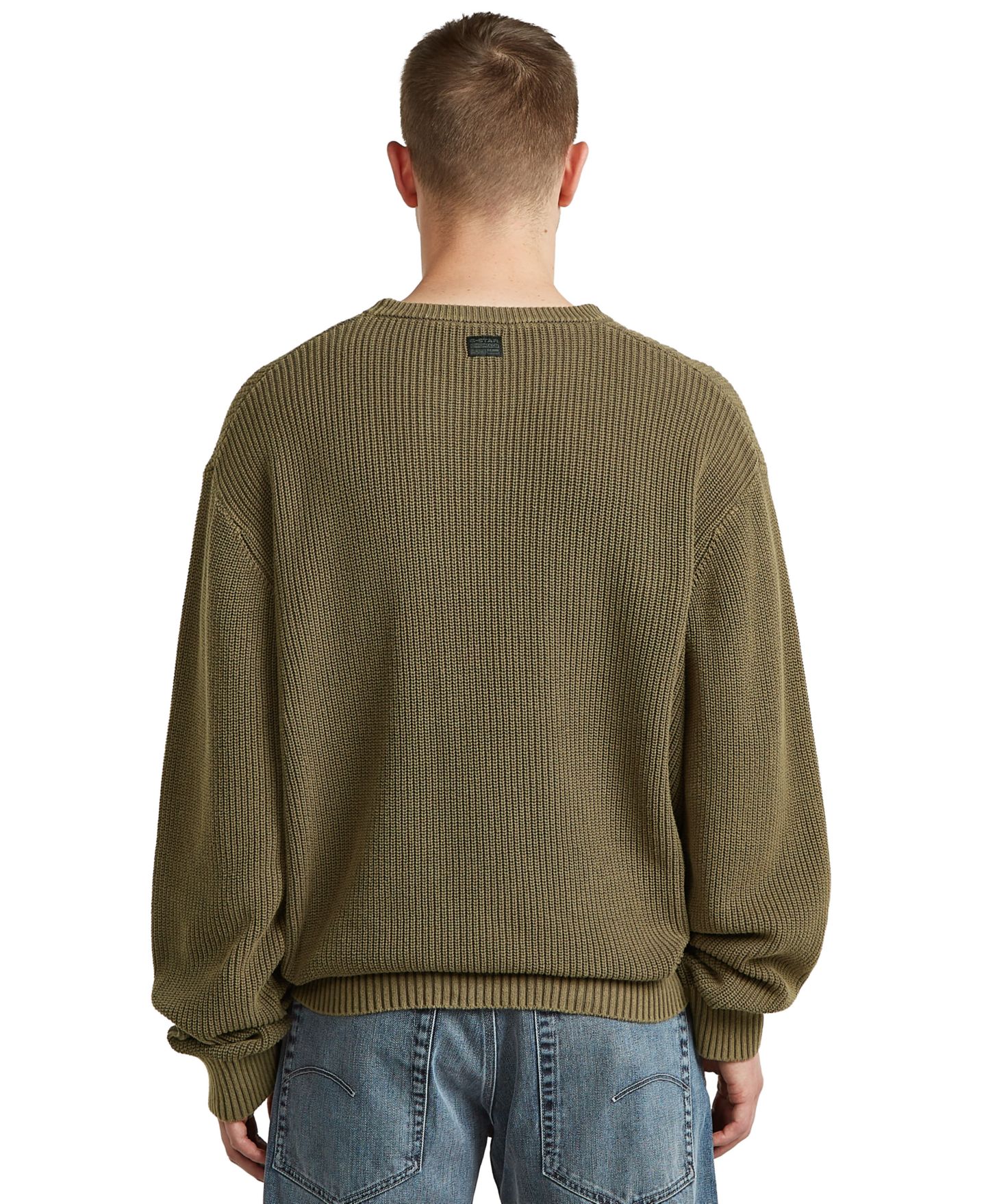 Мужской свитер G-Star Raw Washed Rib Knit, цвет: Тёмный хаки — фото 6