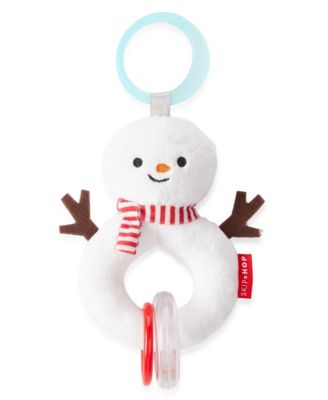 Baby Snowman Rattle with Rattle Rings and Squeaker