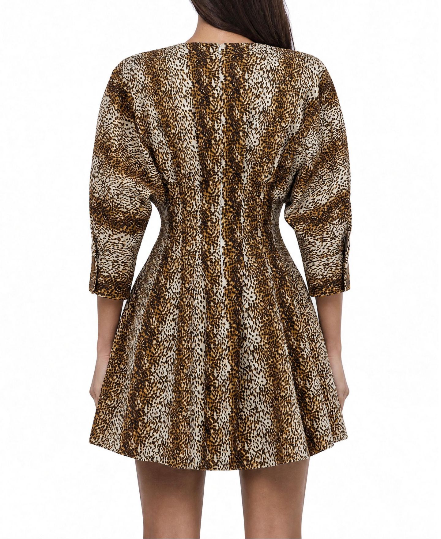 Женское платье NOCTURNE Leopard-Print V-Neck 3/4-Sleeve Mini, цвет: Леопардовый с принтом — фото 4