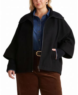Plus Size Utopia Wool-Blend Funnel-Neck Cocoon Coat
