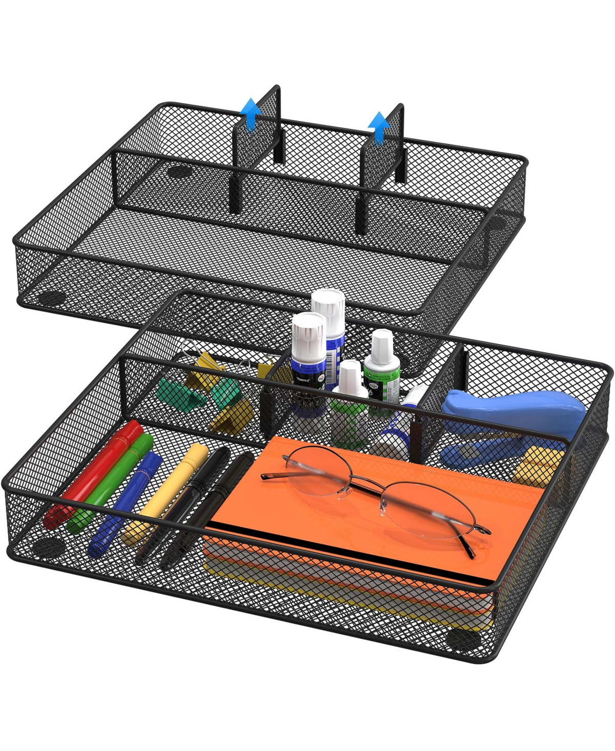 Four Candies Adjustable Metal Mesh Desk Drawer Organizer Tray For Home Office