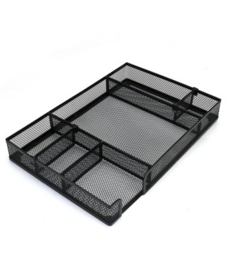 Adjustable Compartment Metal Mesh Desk Drawer Organizer Multi Use Storage Tray