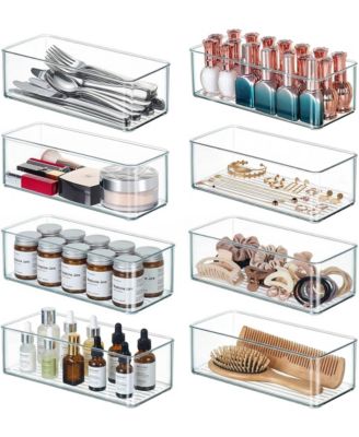 8 Pack Drawer Organizer Bins Stackable Clear Multi Use Storage Bins