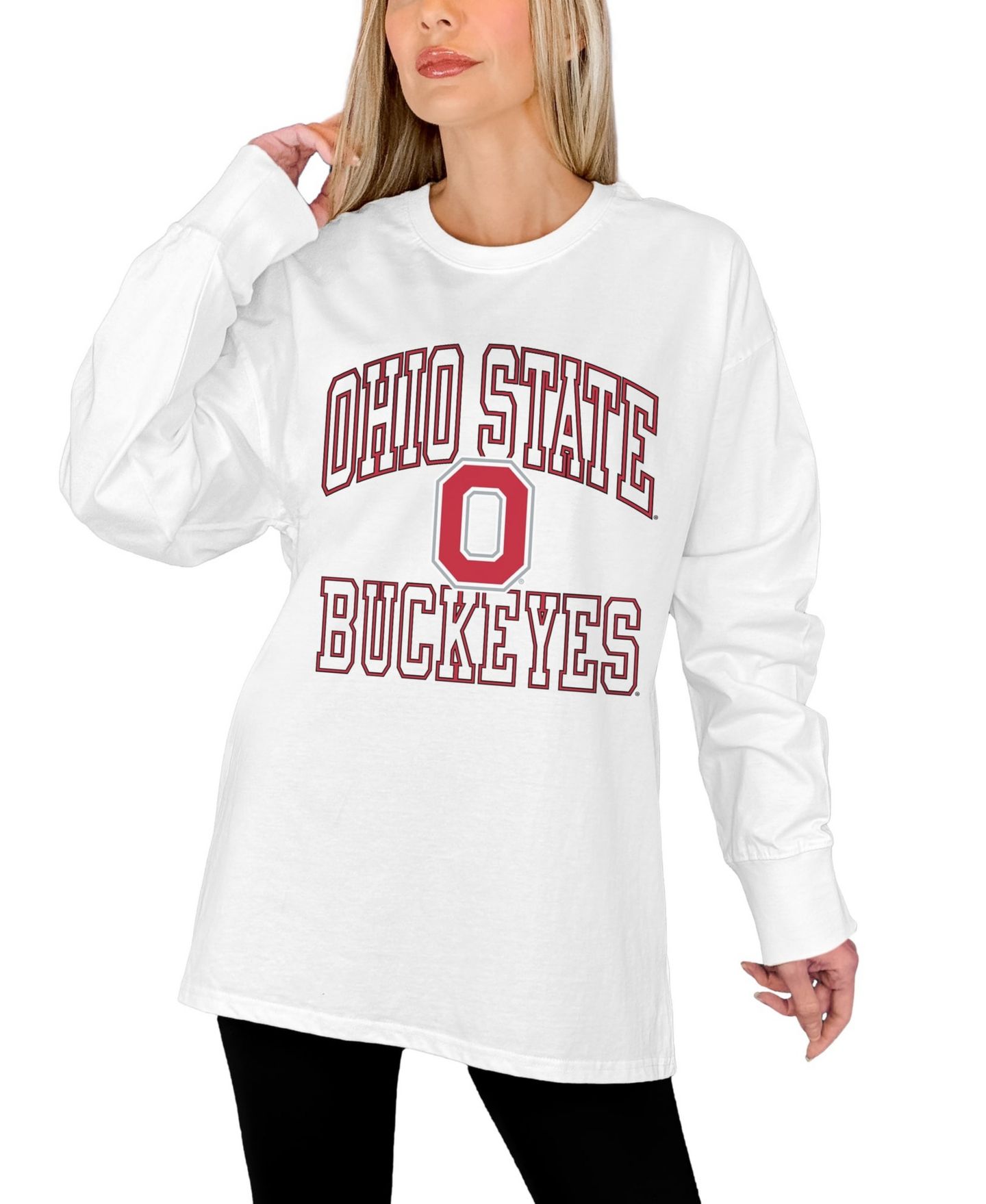 Женская футболка Gameday Couture White Ohio State Buckeyes Mind Games Oversized Long-Sleeve — фото 2