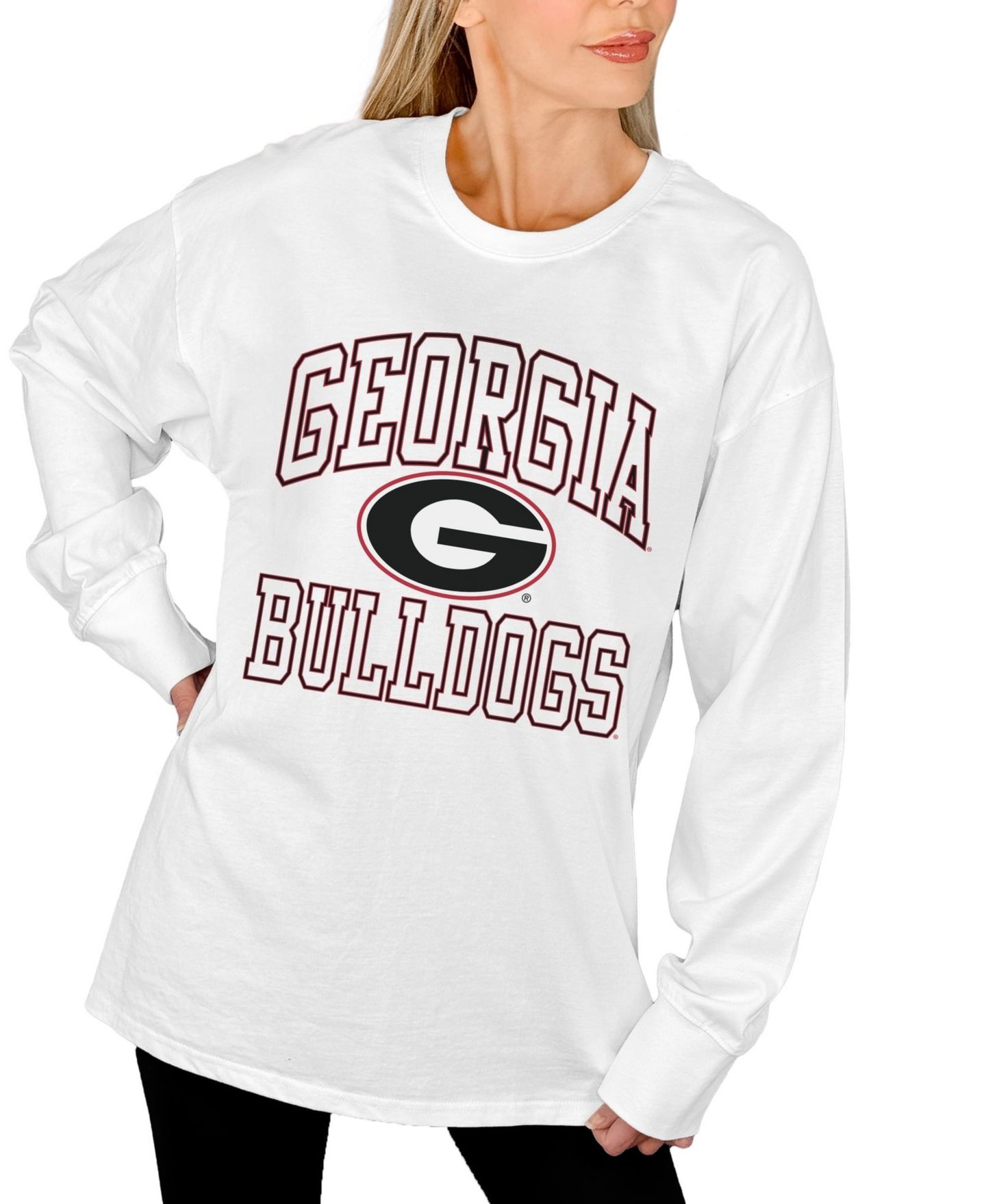 Женская футболка Gameday Couture White Georgia Bulldogs Mind Games Oversized Long-Sleeve — фото 4