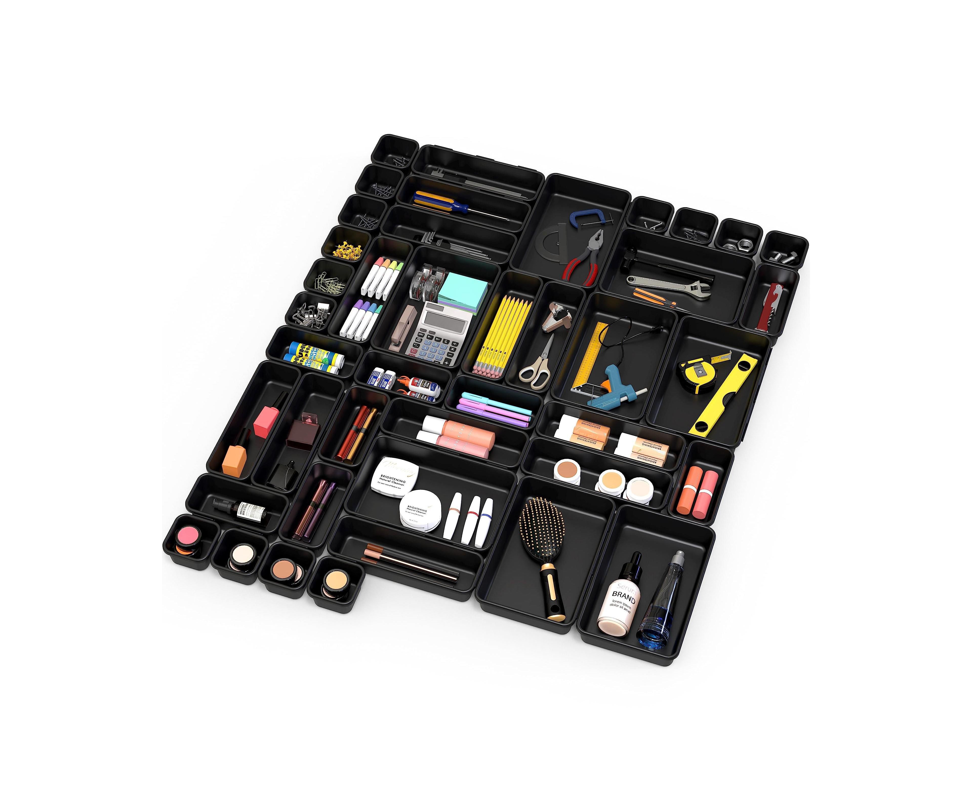Four Candies Interlocking Desk Drawer Organizer 42 Pack Customizable Space Saving Multipurpose
