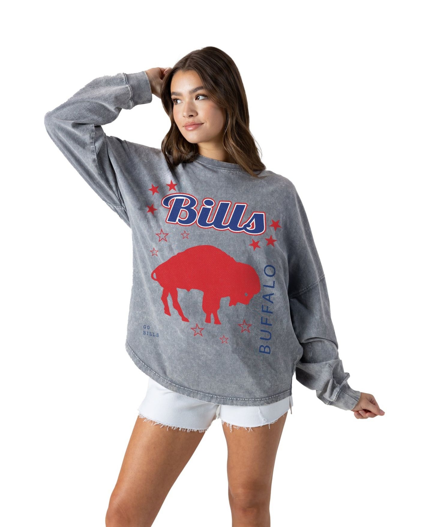 Женская футболка Gameday Couture Gray Buffalo Bills Starbound Oversized Snow Wash Long-Sleeve — фото 2