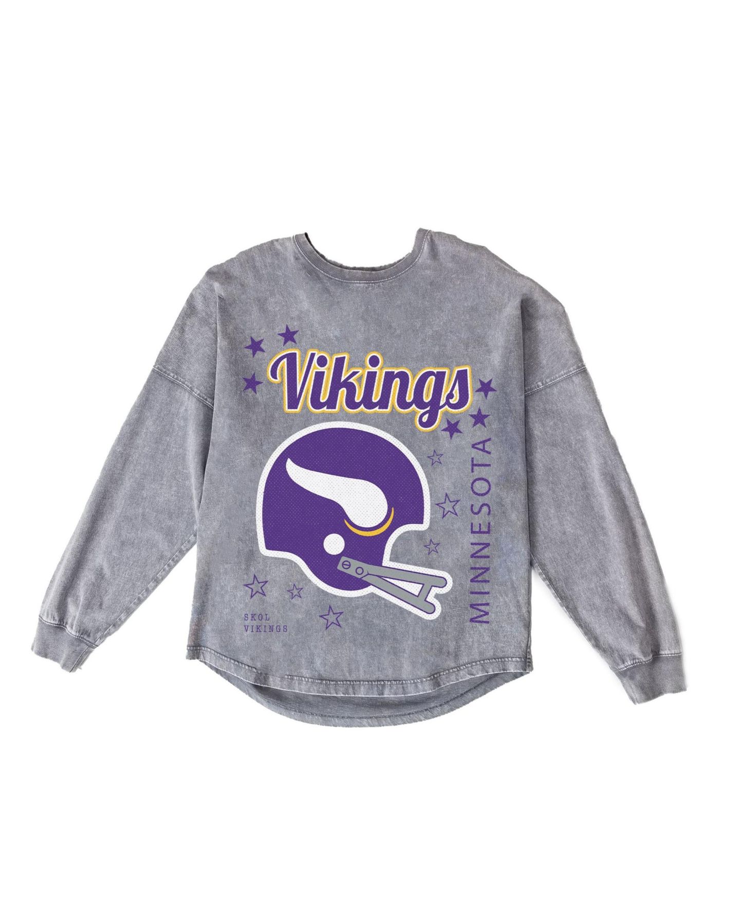 Женская футболка Gameday Couture Gray Minnesota Vikings Starbound Oversized Snow Wash Long-Sleeve — фото 6