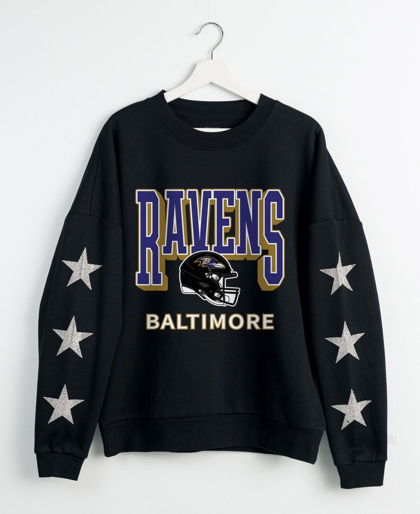 Женская толстовка Gameday Couture Black Baltimore Ravens Pure Victory Rhinestud Star-Sleeve Pullover — фото 2