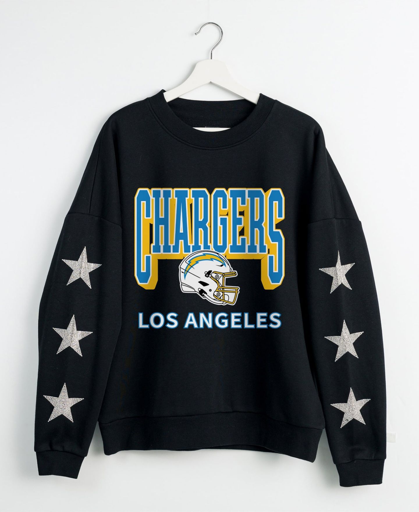 Женская толстовка Gameday Couture Black Los Angeles Chargers Pure Victory Rhinestud Star-Sleeve Pullover — фото 2
