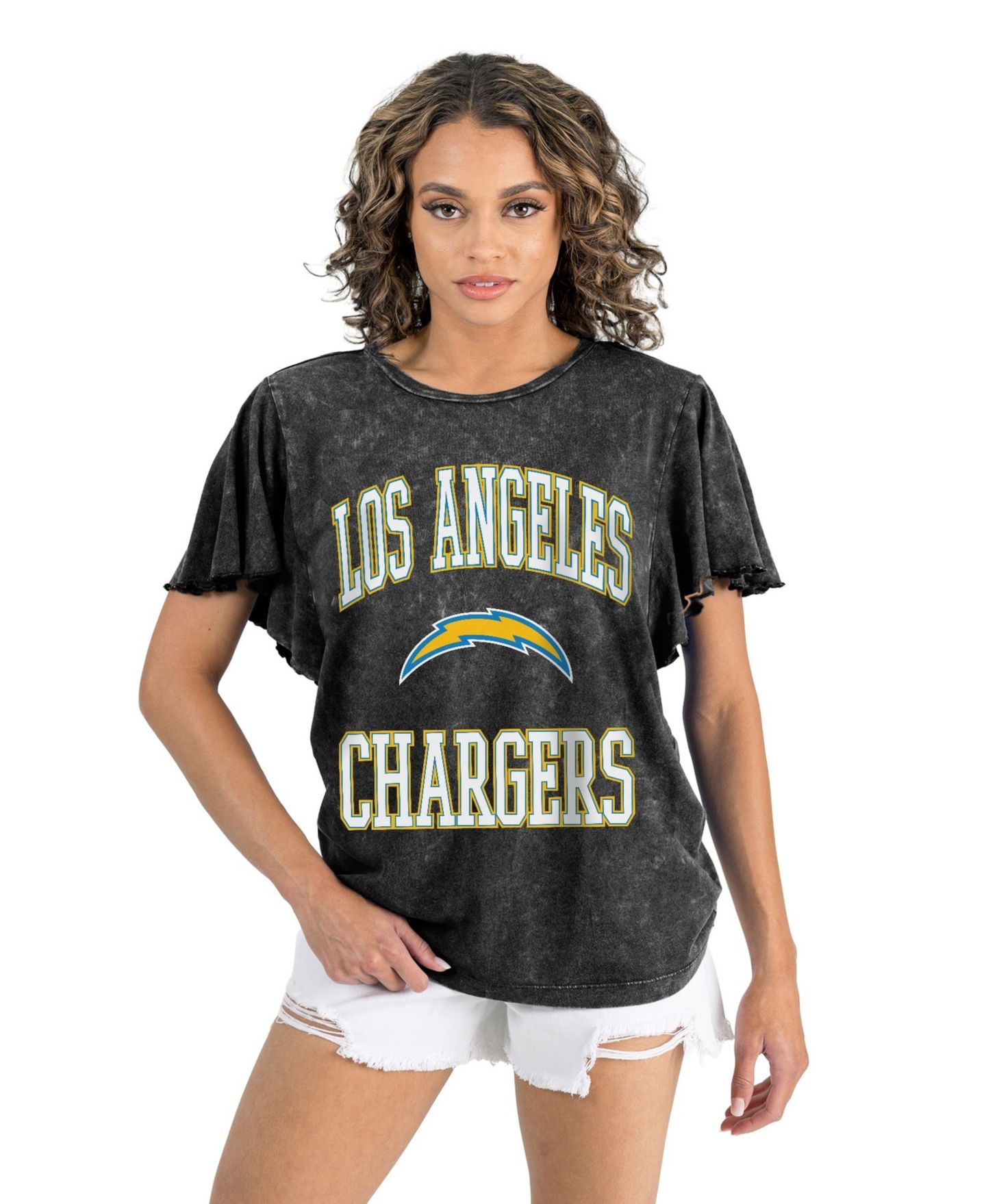Женская футболка Gameday Couture Black Los Angeles Chargers Relaxed Flutter Sleeve — фото 3