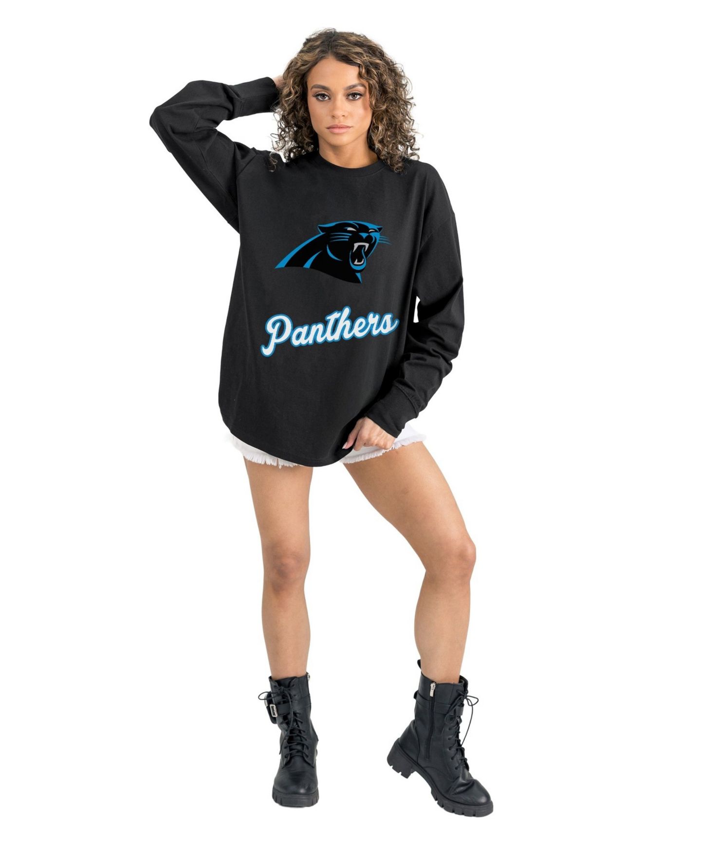 Женская футболка Gameday Couture Black Carolina Panthers Oversized Long-Sleeve — фото 3