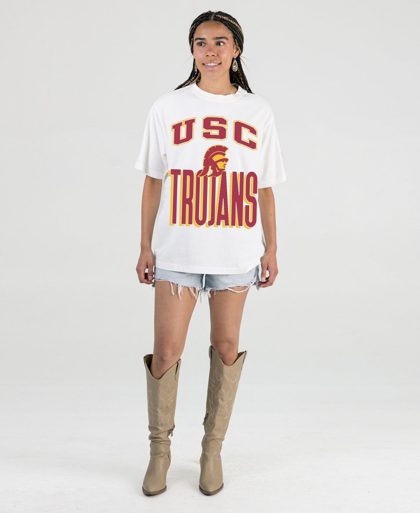 Женская футболка Gameday Couture Cream USC Trojans Oversized Fierce Focus — фото 3