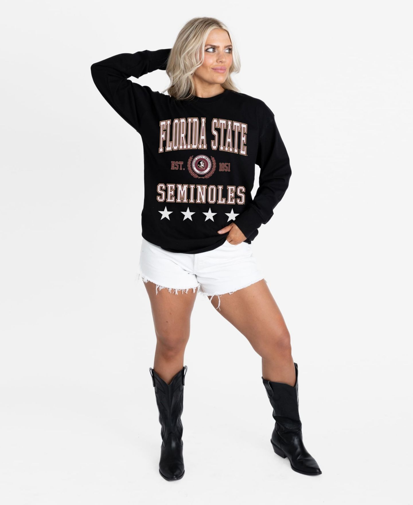 Женская футболка Gameday Couture Black Florida State Seminoles Oversized Everyday Star Long-Sleeve — фото 2