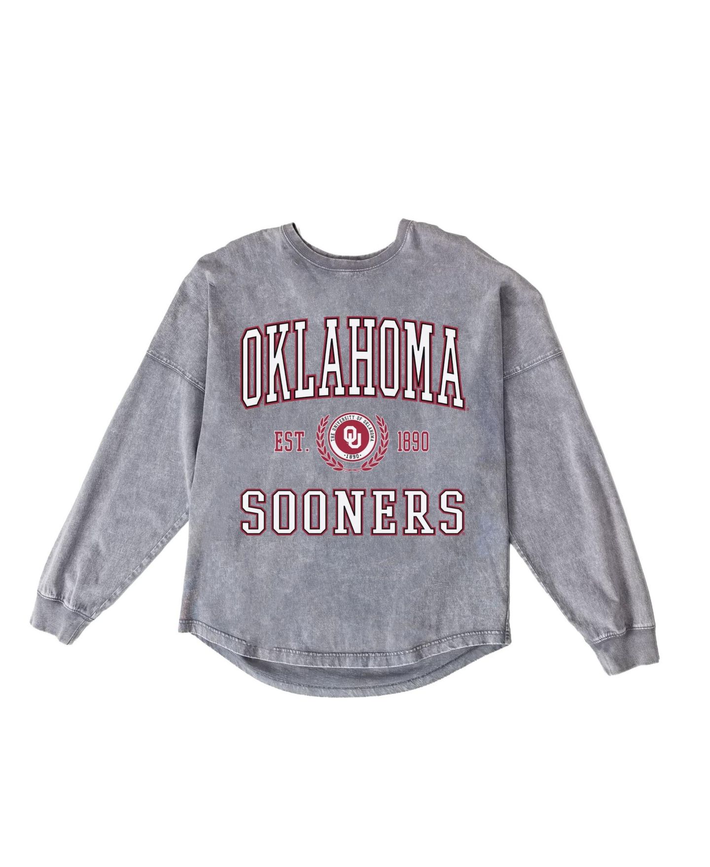 Женская футболка Gameday Couture Gray Oklahoma Sooners Oversized Final Score Snow Wash Long-Sleeve — фото 6