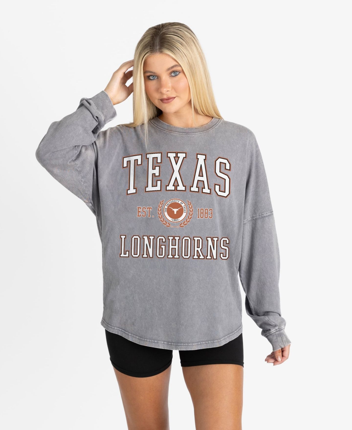 Женская футболка Gameday Couture Gray Texas Longhorns Oversized Final Score Snow Wash Long-Sleeve — фото 5