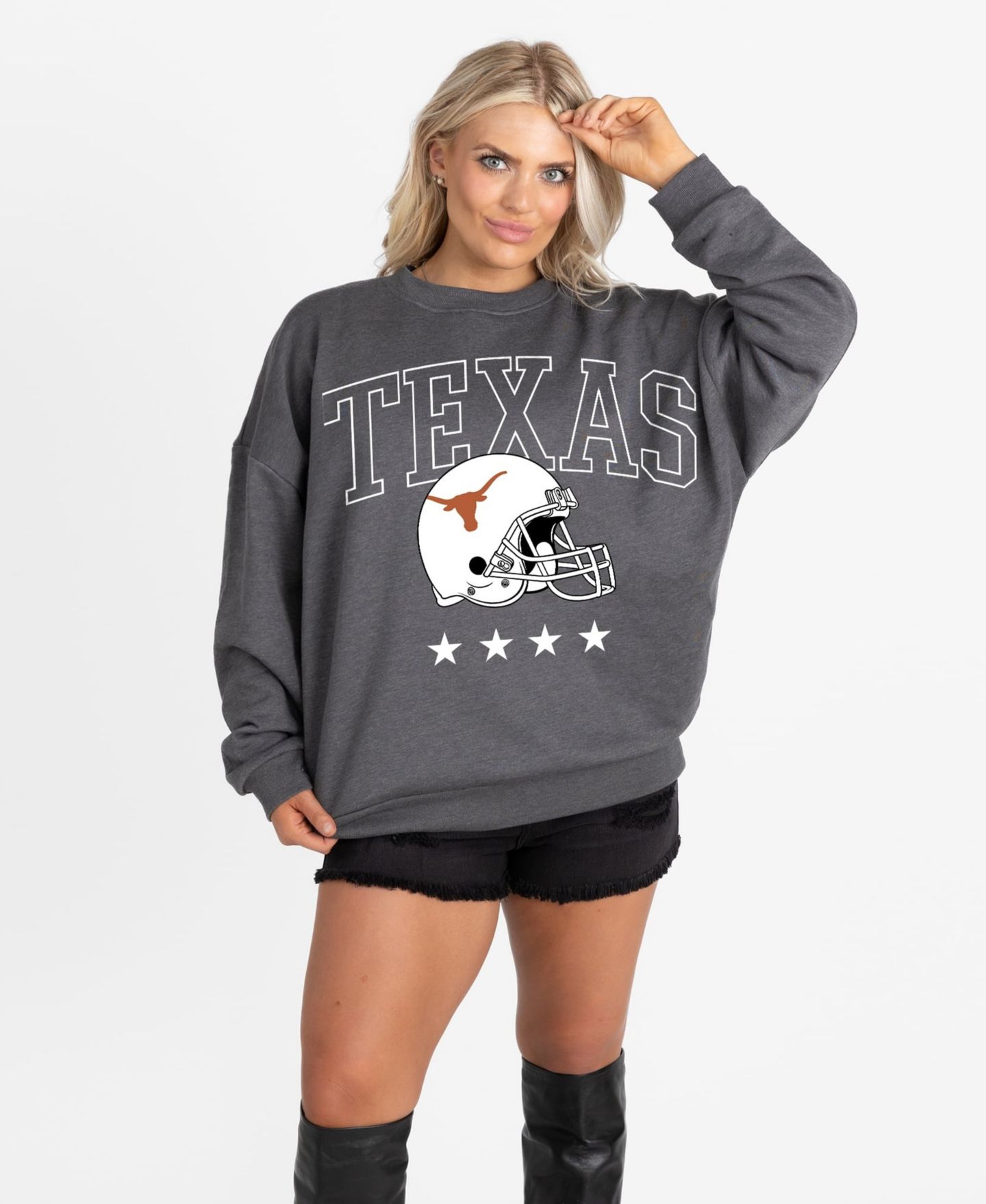 Женская толстовка Gameday Couture Charcoal Texas Longhorns Oversized Rising Stars Premium Fleece Drop Shoulder — фото 4