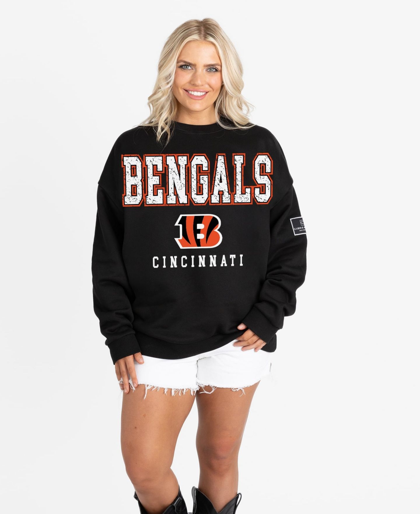 Женская толстовка Gameday Couture Black Cincinnati Bengals Oversized Level Up Black Label Premium Fleece — фото 5