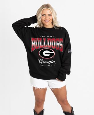 Women's Black Georgia Bulldogs Oversized Powerhouse Play Black Label Premium Fleece Sweatshirt