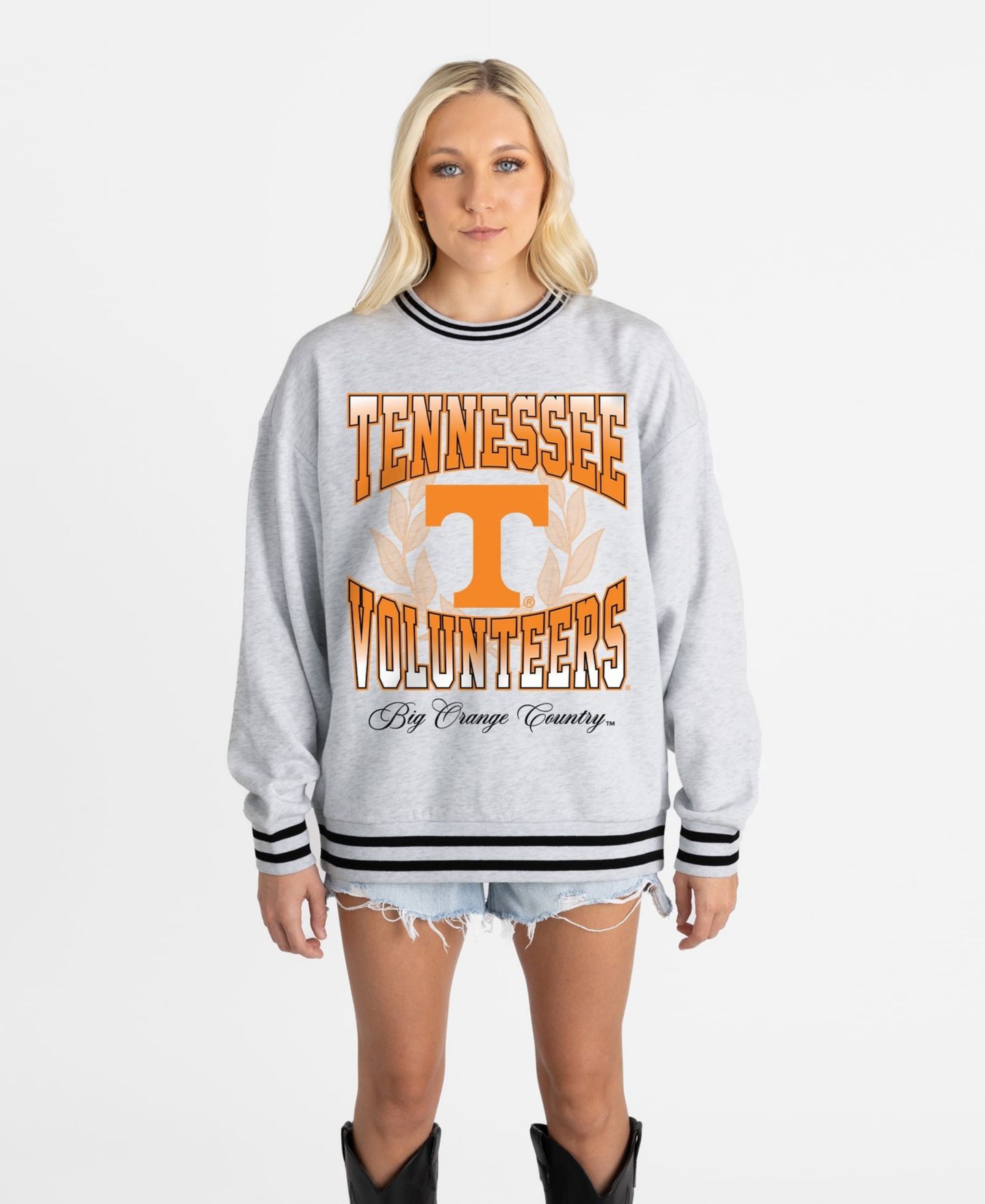 Женская толстовка Gameday Couture Ash Tennessee Volunteers Oversized Fade Route Ringer Stripe — фото 4