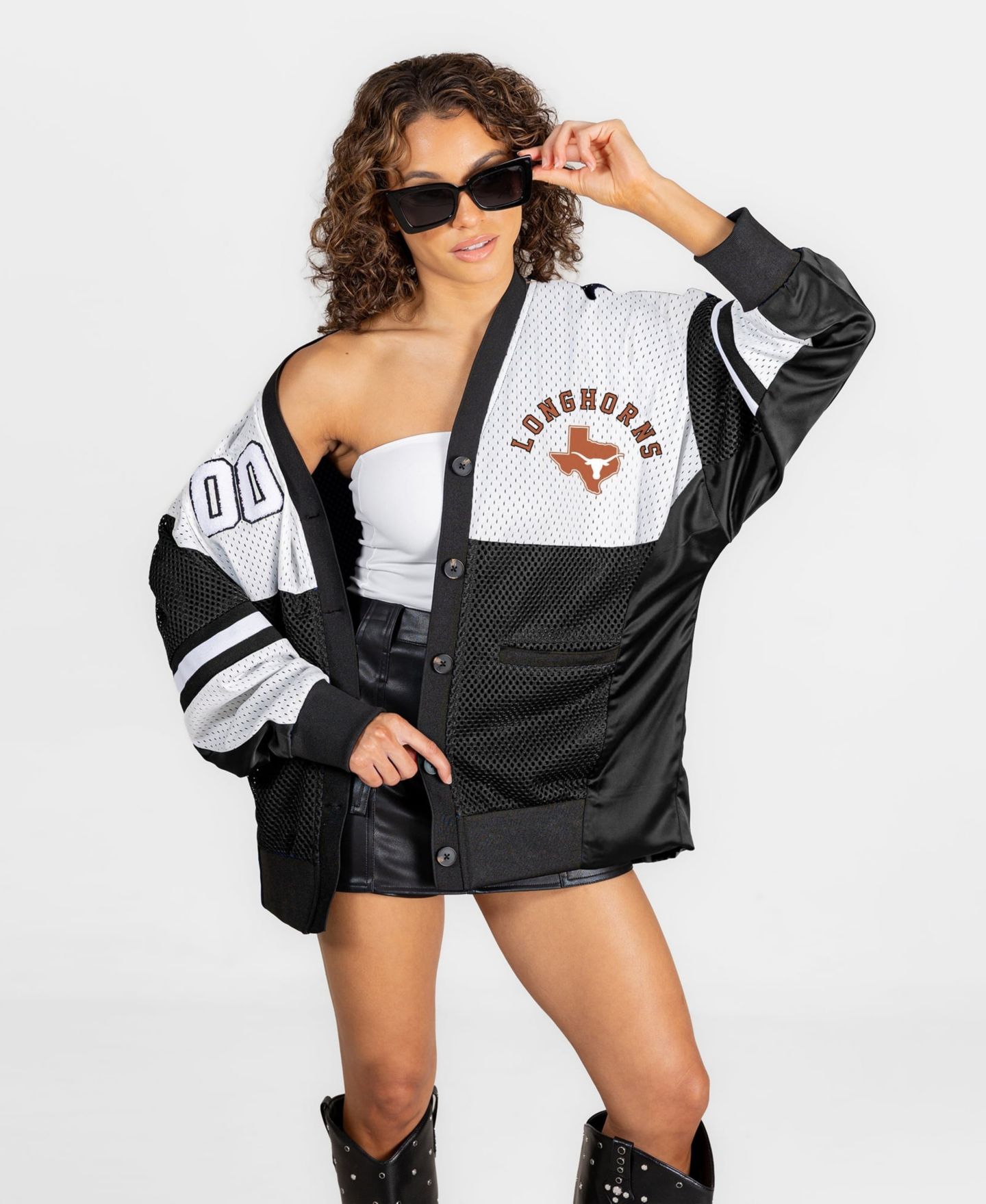 Женский кардиган Gameday Couture Black/White Texas Longhorns MVP Era Satin Button-Down — фото 8