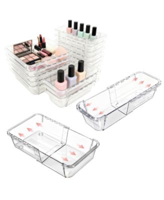 15 Piece Adjustable Drawer Organizer Set Clear Expandable Storage Bins