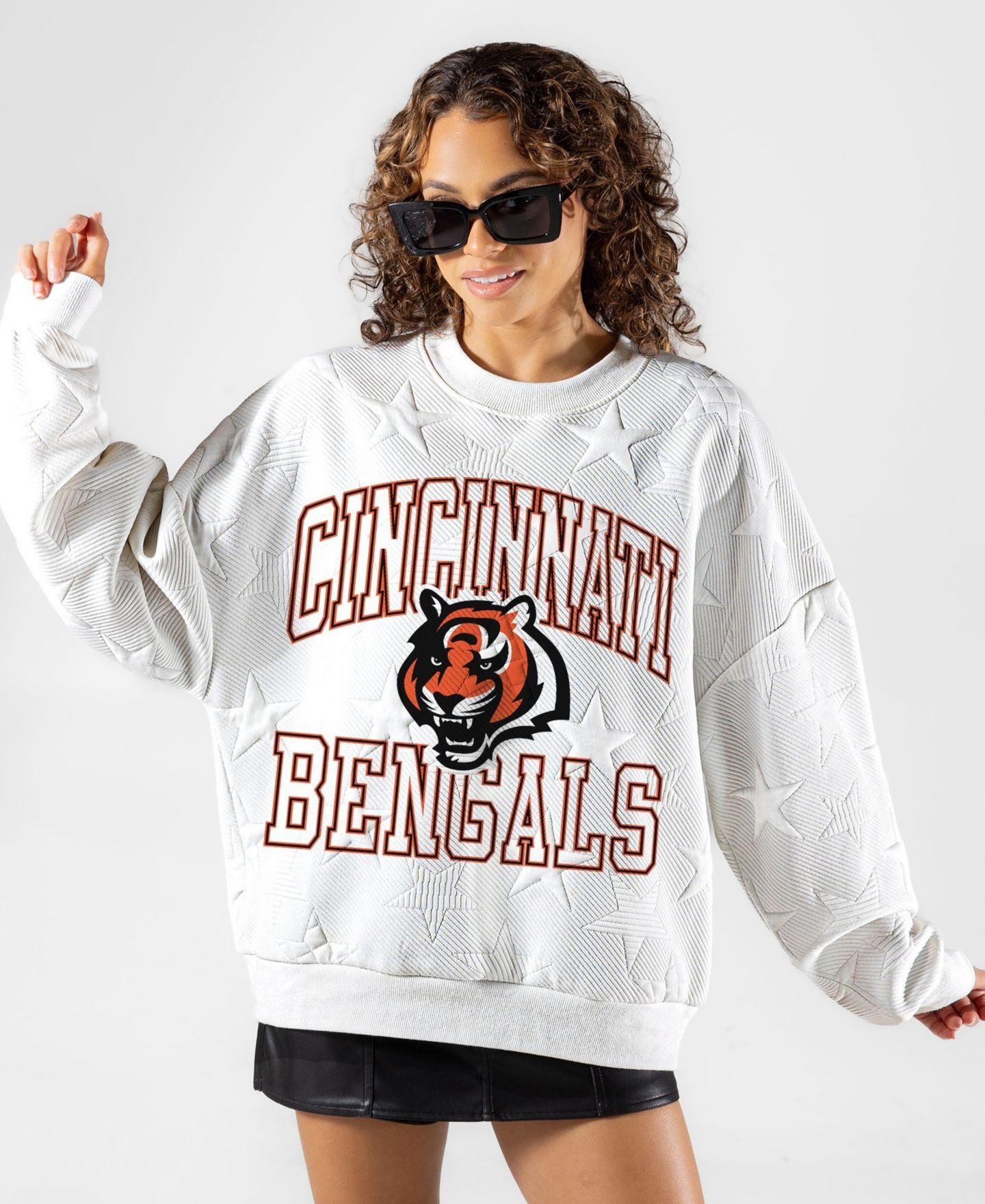 Женская толстовка Gameday Couture White Cincinnati Bengals Big Play Energy Tonal Star Embossed — фото 4